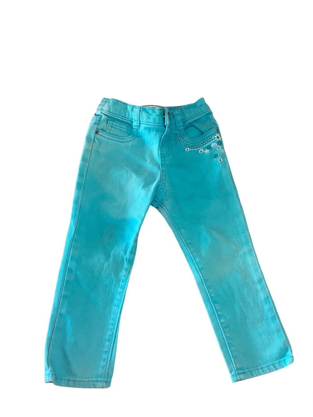 y2k OshKosh Bgosh Teal Heart pocket Girls jeans embroidered floral cute girly